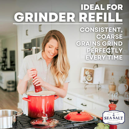 Sea Salt Superstore Coarse Sea Salt for Grinder Refill, Non-Iodized, 14 oz