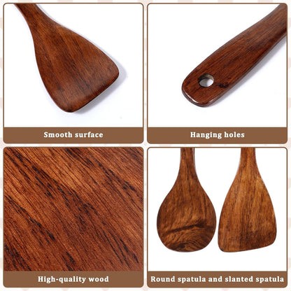 2Pcs Wooden Serving Scooper, Rice Paddle Set,