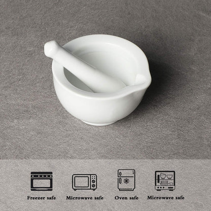 LEETOYI Small Ceramic Mortar Pestle Set, Herb Grinder Pill Crusher 3.3-inch