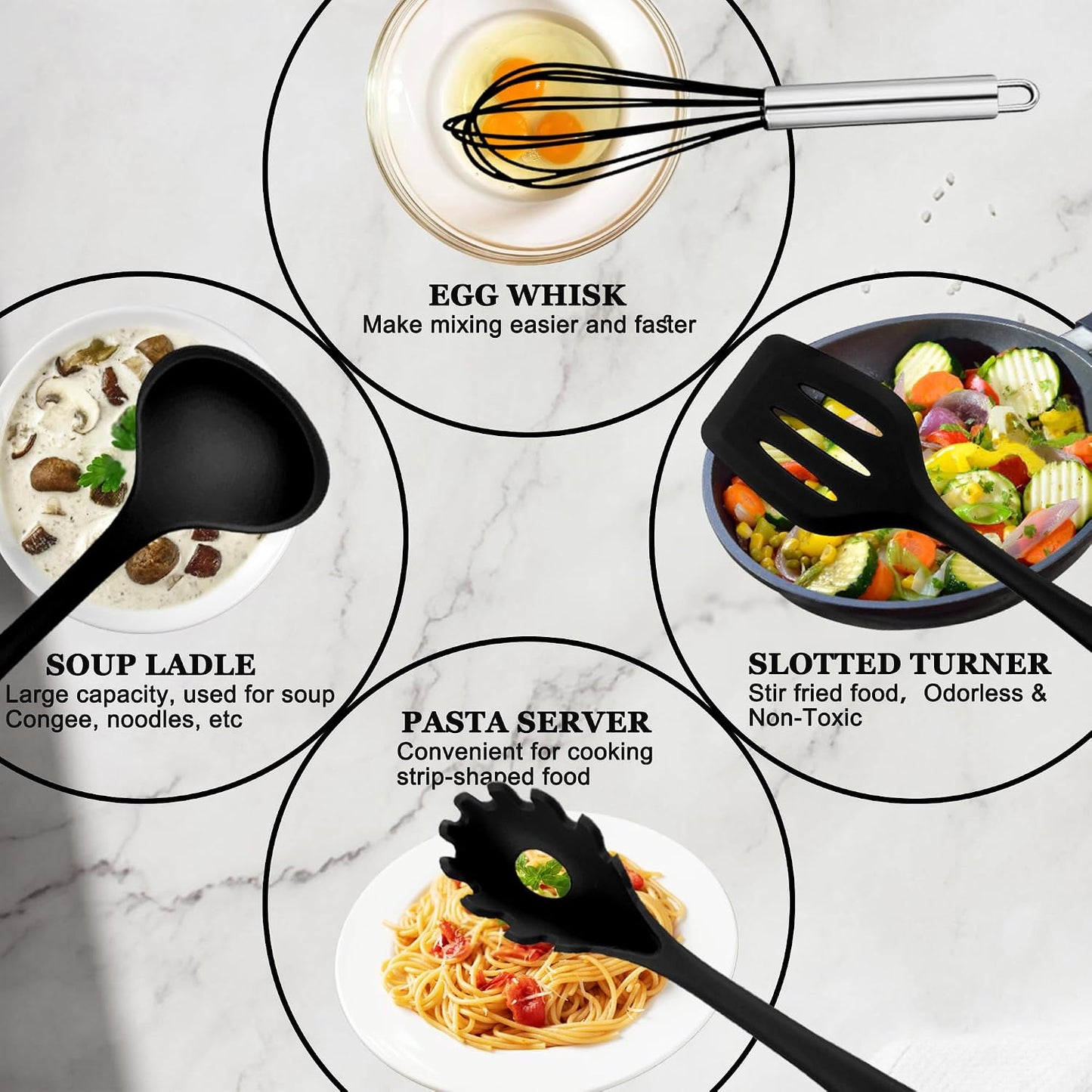 E-far 10 Pieces Silicone Cooking Utensils Set, Heat Resistant Kitchen Utensil Set for Nonstick Cookware, Kitchen Cooking Tools with Spatula, Spoon, Slotted Turner, Non-Toxic & Dishwasher Safe (Khaki)