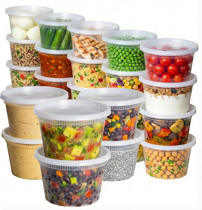 Food Storage Containers [10 Set] x [32 oz] Plastic Deli Containers with Lids Soup Meal Prep Containers | BPA Free | Stackable | Leakproof | Microwave/Dishwasher/Freezer Safe (10 Set, 32 oz)