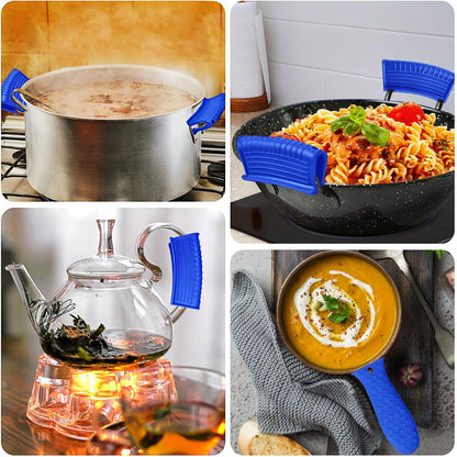 3 Piece Silicone Cast Iron Handle Cover with Pot Handle Covers Set，Cast Iron Handles Sleeve (Black-Small)