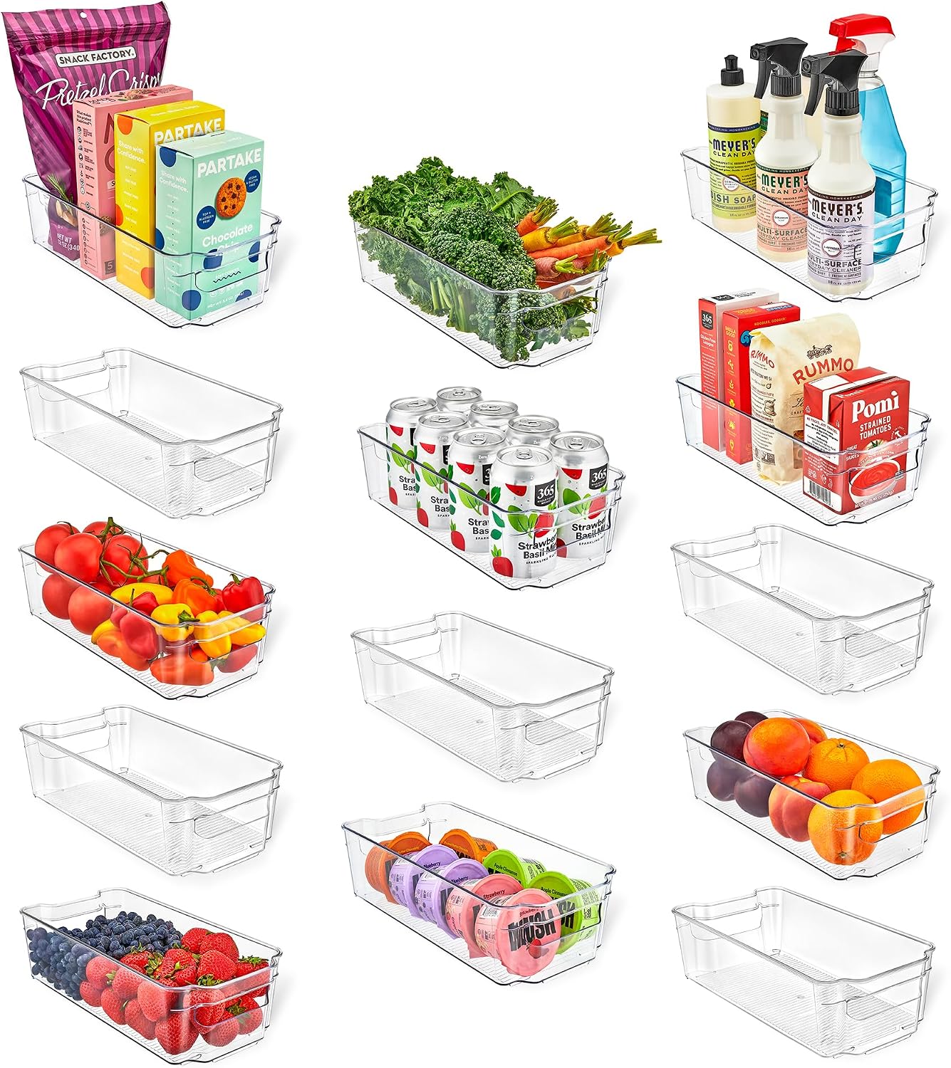 Lifemaster Pantry Organizers and Storage Bins - Stackable Clear Bins for Kitchen and Freezer, Snack Pantry Organizer, Refrigerator Storage Solutions, Multi-Purpose Kitchen Storage Bins - 2 pack