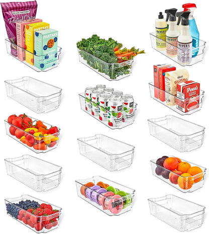 Lifemaster Pantry Organizers and Storage Bins - Stackable Clear Bins for Kitchen and Freezer, Snack Pantry Organizer, Refrigerator Storage Solutions, Multi-Purpose Kitchen Storage Bins - 2 pack