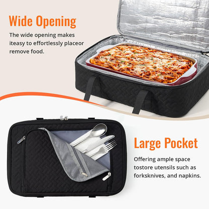 Insulated Casserole Carrier - Portable Casserole Carrier for Hot or Cold Food, Lasagna Holder for Parties,Picnic,Cookouts,Traveling - Fits 9" x 13" Baking Dish (Beige)
