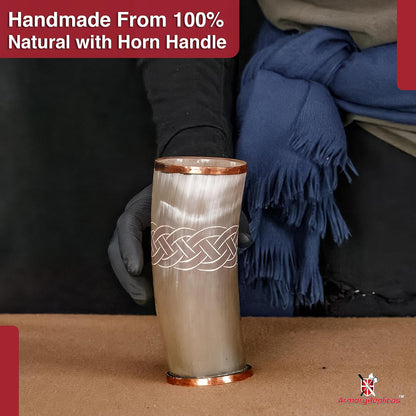 Armory Replicas™ 3-Piece Buffalo Drinking Horn Set – Handmade Natural Horn Cups with Earth Design, Viking Style Mead Ale Wine Cups for Feasts, Parties & Collectors