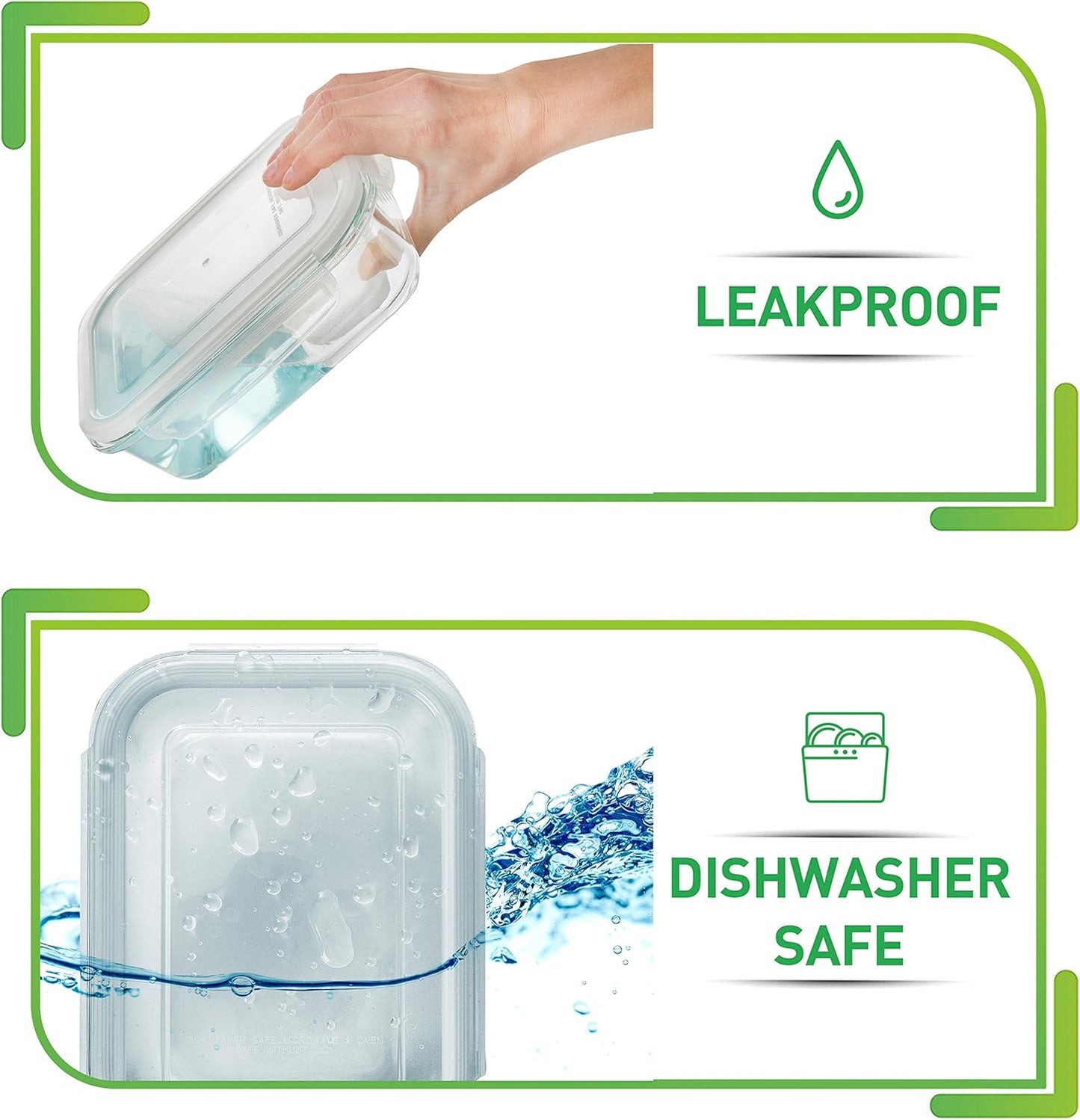 PrepNaturals 5 Pack 30 Oz Glass Meal Prep Containers - Dishwasher Microwave Freezer Oven Safe - Glass Storage Containers with Lids (Multi-Compartment)