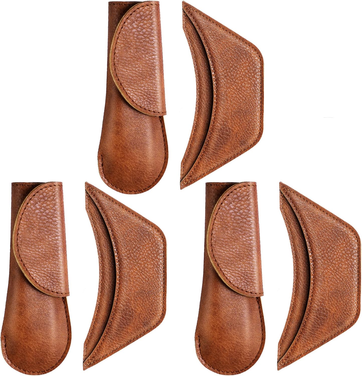 6 Pieces Cast Iron Handle Cover Handmade Thick Skillet Handle Cover Full Grain Frying Pan Sleeve Rustic PU Leather Hot Holder Double Layered Leather Assist Grip for Kitchen