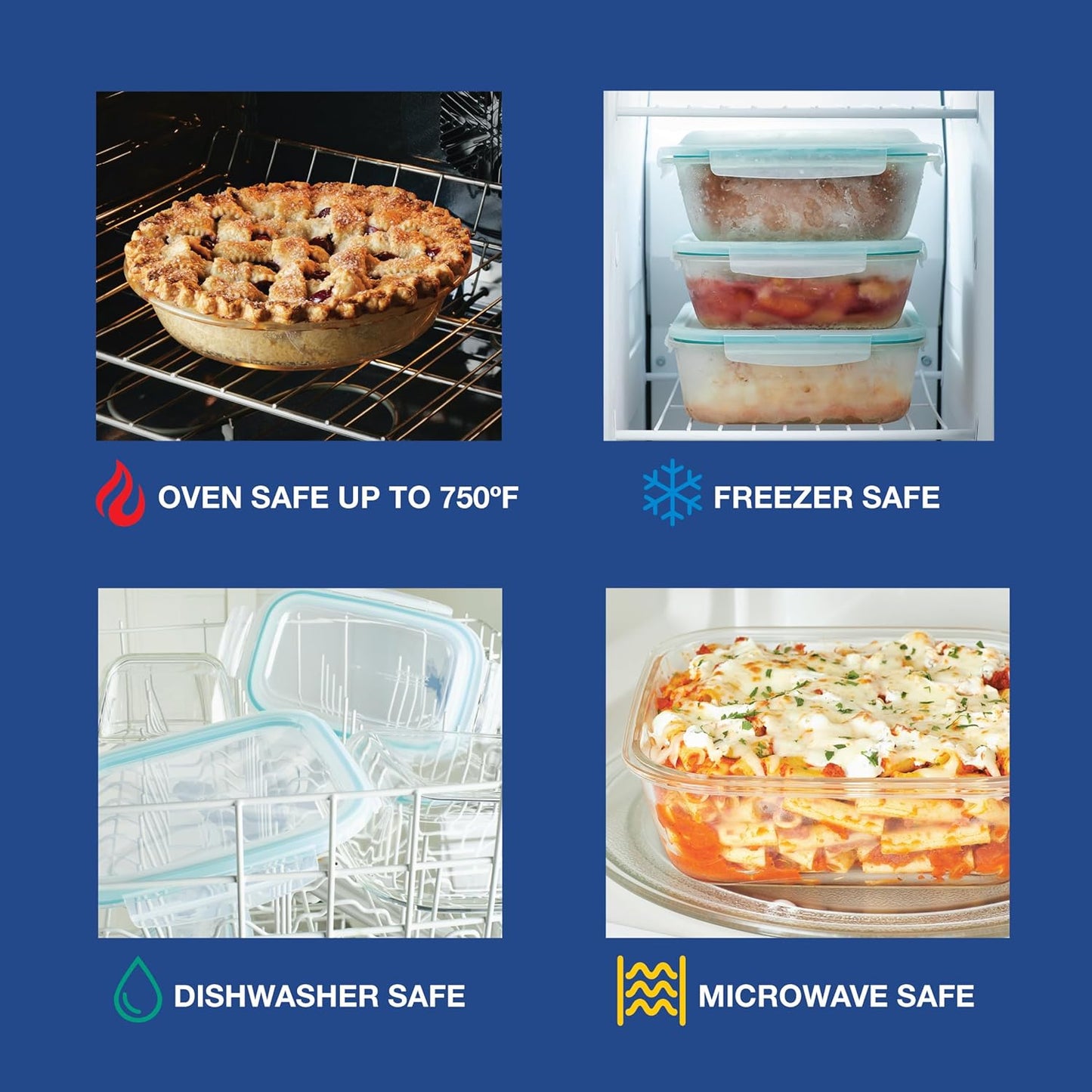 LOCK & LOCK LocknLock Purely Better Glass Round Pie Baking Dish/Food Storage Container with Lid, 9.5 Inch, Clear