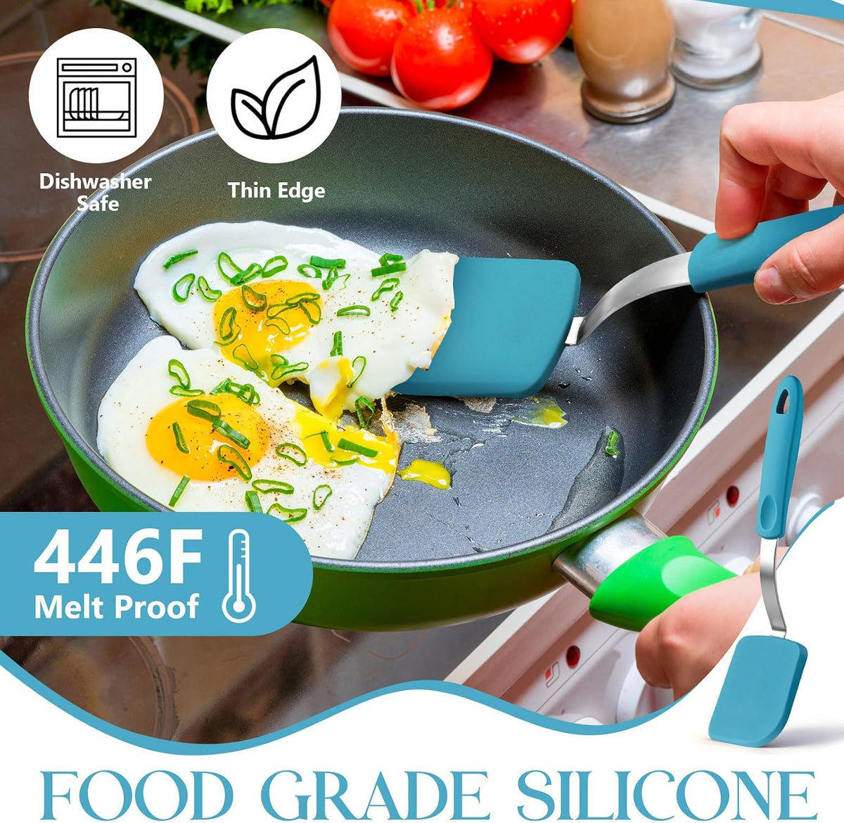 2Pcs Mini Silicone Cookie Brownie Spatula, Solid Flat, Khaki