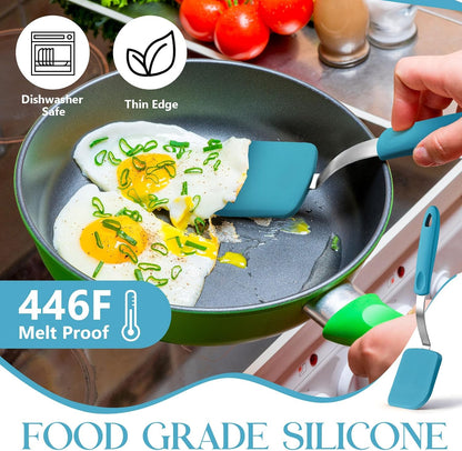 2Pcs Mini Silicone Cookie Brownie Spatula, Solid Flat, Khaki