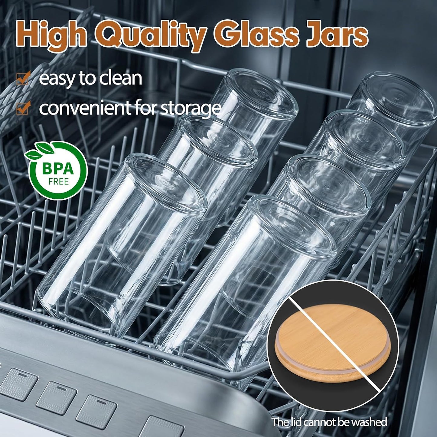 Moretoes 3 Pack 2qt Glass Storage Containers with Bamboo Press Lids, Large Airtight Food Storage Jars for Pantry, Flour, Sugar, Dry Goods