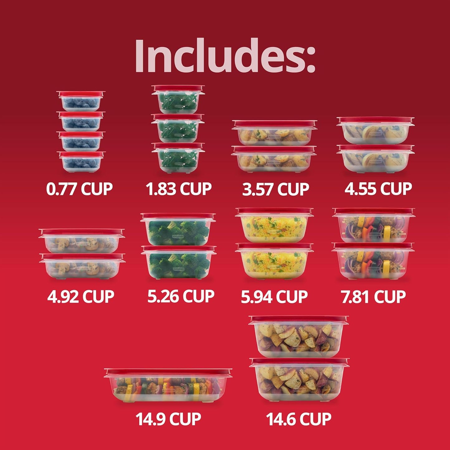 Rubbermaid EasyStore Large Containers, 18-Piece Set, Food Storage Containers with Lids