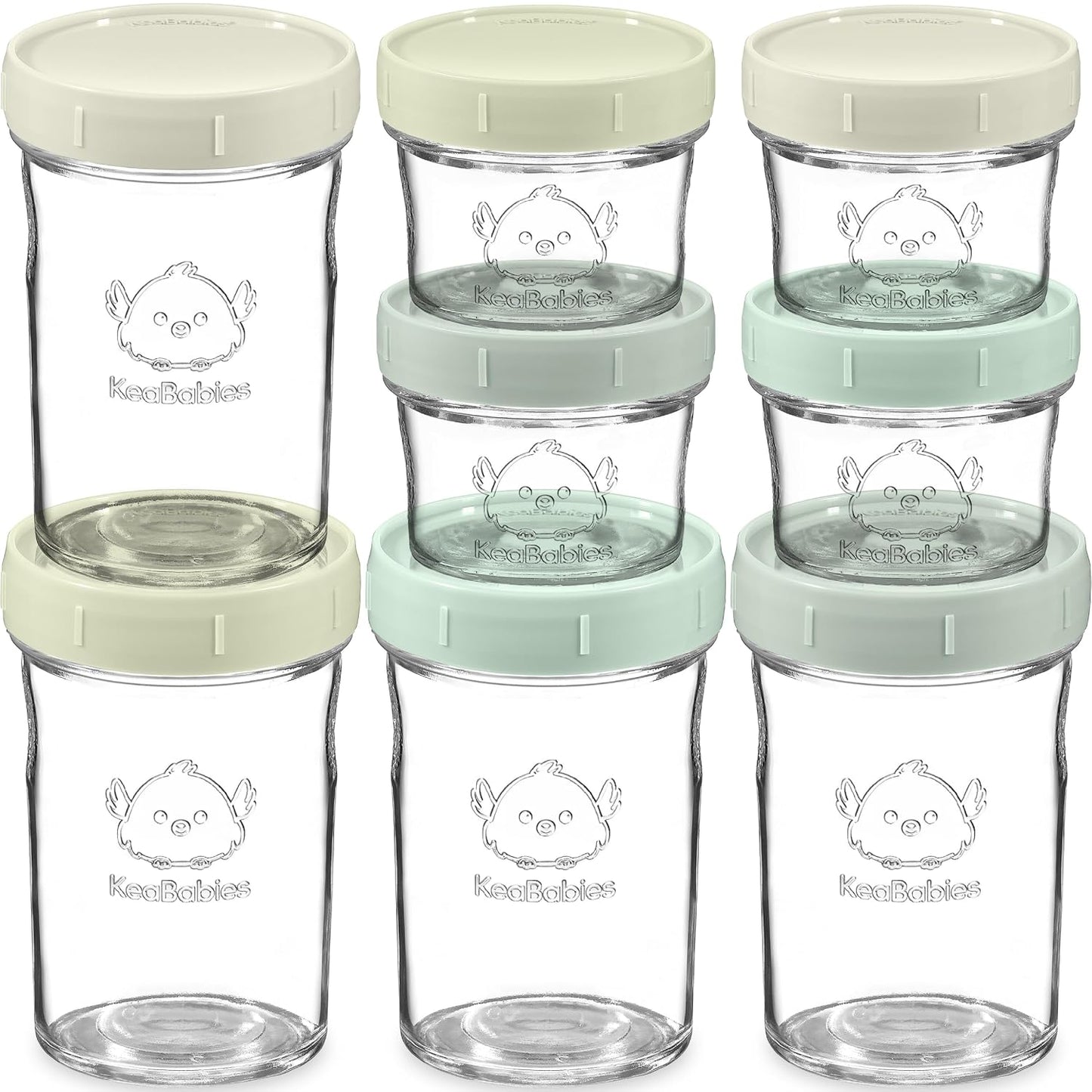KeaBabies 12pk 4oz Glass Baby Food Containers with Lids - Leak-Proof, Microwavable Small Glass Jars, Baby Purees & Toddler Snack Storage Containers, BPA-Free, Dishwasher & Freezer Safe (Musk Dusk)