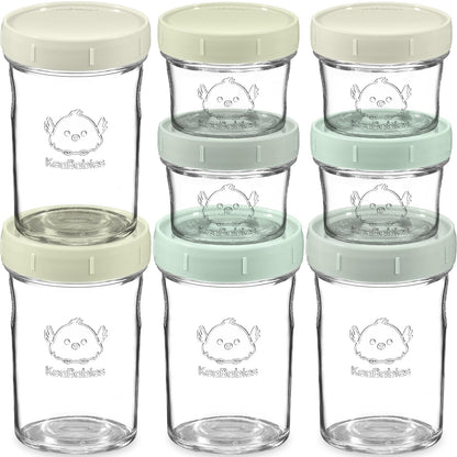KeaBabies 12pk 4oz Glass Baby Food Containers with Lids - Leak-Proof, Microwavable Small Glass Jars, Baby Purees & Toddler Snack Storage Containers, BPA-Free, Dishwasher & Freezer Safe (Musk Dusk)