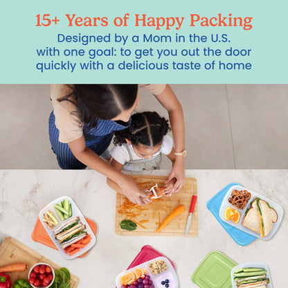 Bentgo Easyboxes - Original Stackable Lunch Boxes - Reusable 3-Compartment Food Containers for Kids and Adults - Bento Lunch Box for Meal Prep, School, & Work - BPA Free, Set of 4 (Earth Tones)