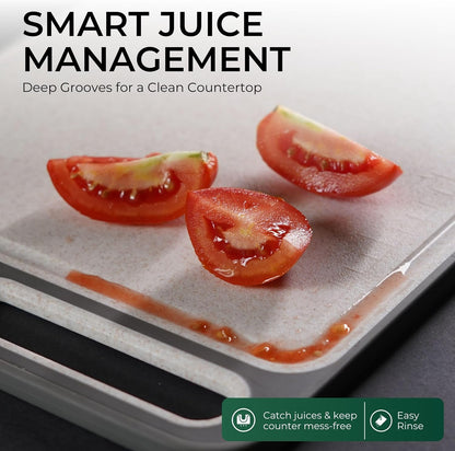 Stainless Steel Cutting Board Kitchen Set - Double Sided Stainless Steel Chopping Board With Sharpener Scraper And Finger Guard, Non Slip Edges, Dishwasher Safe Over Sink With Lip, 3 Piece