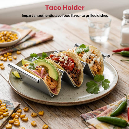 ZPUFAW 4Pack Stainless Steel Taco Holders Food Holder Taco Rack Dishwasher Safe Holds Up to 3 Tacos Each