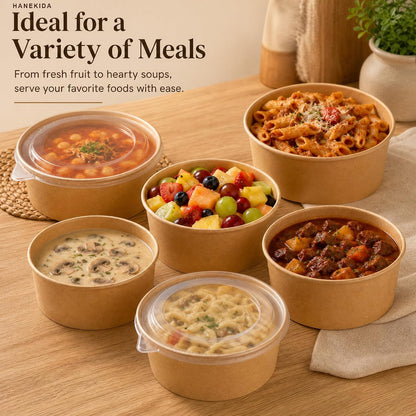 34 oz Paper Bowls with Lids, 50 Count Disposable Meal Prep Containers