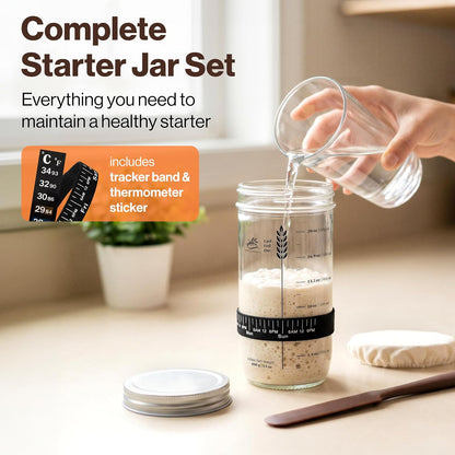 EDELHAUS Sourdough Starter Kit with Round Banneton Proofing Basket