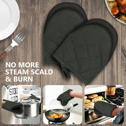 Goldmeet Mini Oven Mitts 2-Pack, 7"x5.5", 500°F Silicone Grip, Gray