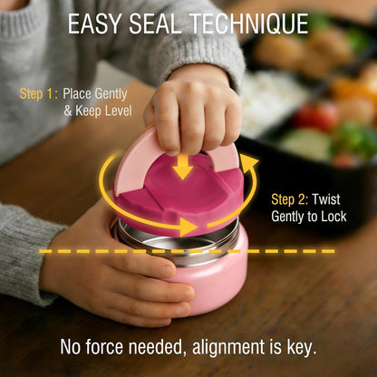 TinyPalsa Bento Box for Kids with 10oz Insulated Food Jar, Leak-Proof Kids Lunch Box with Thermal Food Container, 3 Compartments, Portable Handle, Dishwasher Safe, Ideal for School & Travel (Black)