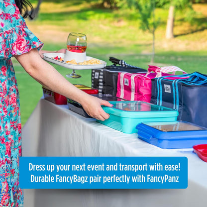 Fancy Panz Insulated Casserole Carrier Bag - Pink Thermal Food Transport Bag for Hot & Cold Dishes - Holds 2 Portable Insulated Bag for Potlucks, Parties, Tailgates & Entertaining