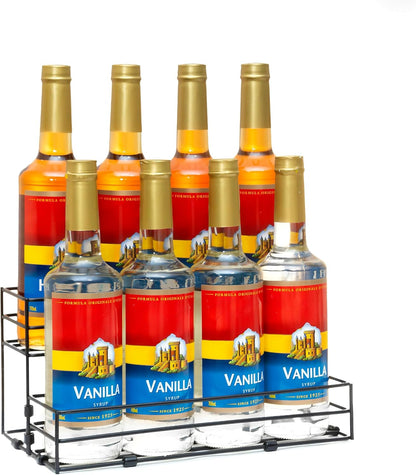 8 Bottles Coffee Syrup Rack Organizer, Coffee Syrup Stand Holder, 2 Tier Coffee Syrup Organizer for Coffee Bar Station, Wine Rack for Countertop, Bottle Display Shelf for Cocktail, Dressing