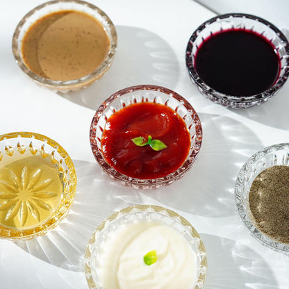 kanpura Mini Glass Bowls, Square Prep Bowl, Dishwasher Safe, Pinch Bowls for Dipping Spices Sauce, Stackable, 1.8 oz, Set of 6, (Clear)
