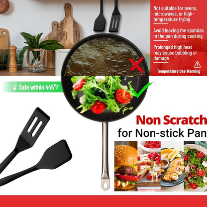 Mini Silicone Brownie Serving Spatula Set Flexible Non Stick Serve Turner Heat Resistant Cooking Spatula for Flip Eggs Crepe Steak Pizza Kitchen Utensil (Red, Black)