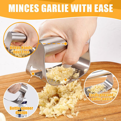 Garlic Press Rocker Rust Proof Kitchen Tool for Ginger