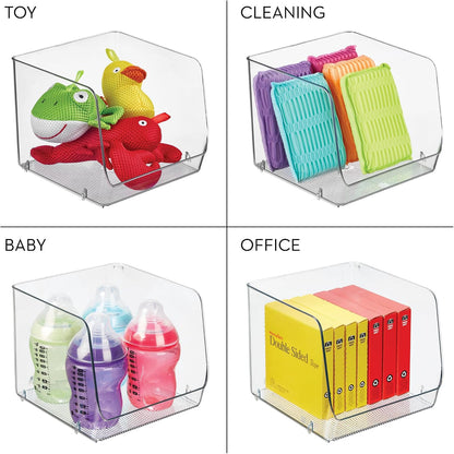 iDesign Open-Front Storage Bin - All-Purpose Bin for Kitchen, Bathroom, or Office - Clear - Made in USA