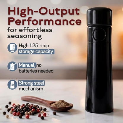 MAGNUM PEPPER GRINDER, Unicorn by TRE SPADE,Premium Manual Pepper Grinder with Steel Burrs, Adjustable Coarseness, High-Capacity Output, ABS Plastic, 6 Inch Small Size, Made in Italy