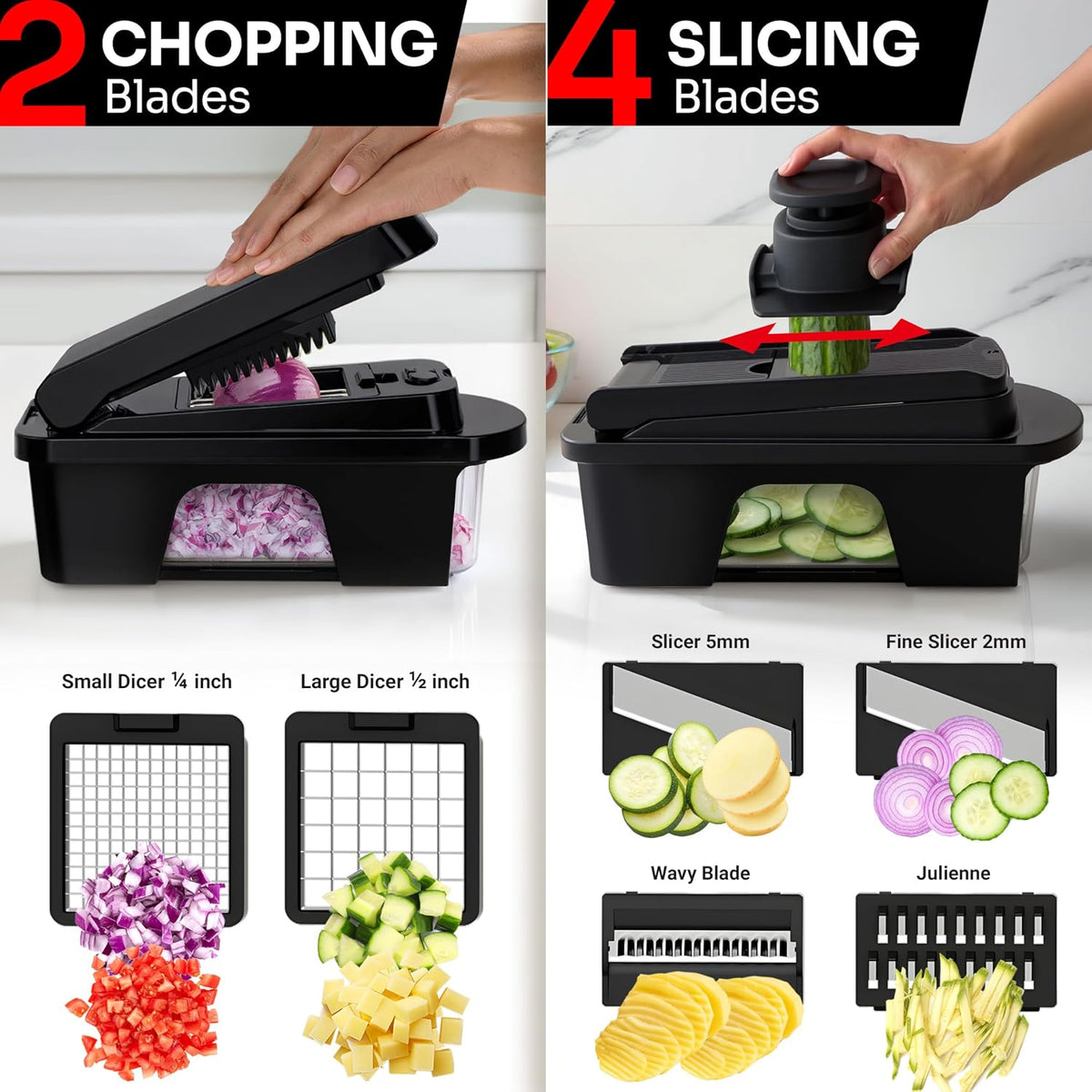 MUELLER HOME Pro-Series 10-in-1 Stainless Steel Multi Vegetable Chopper