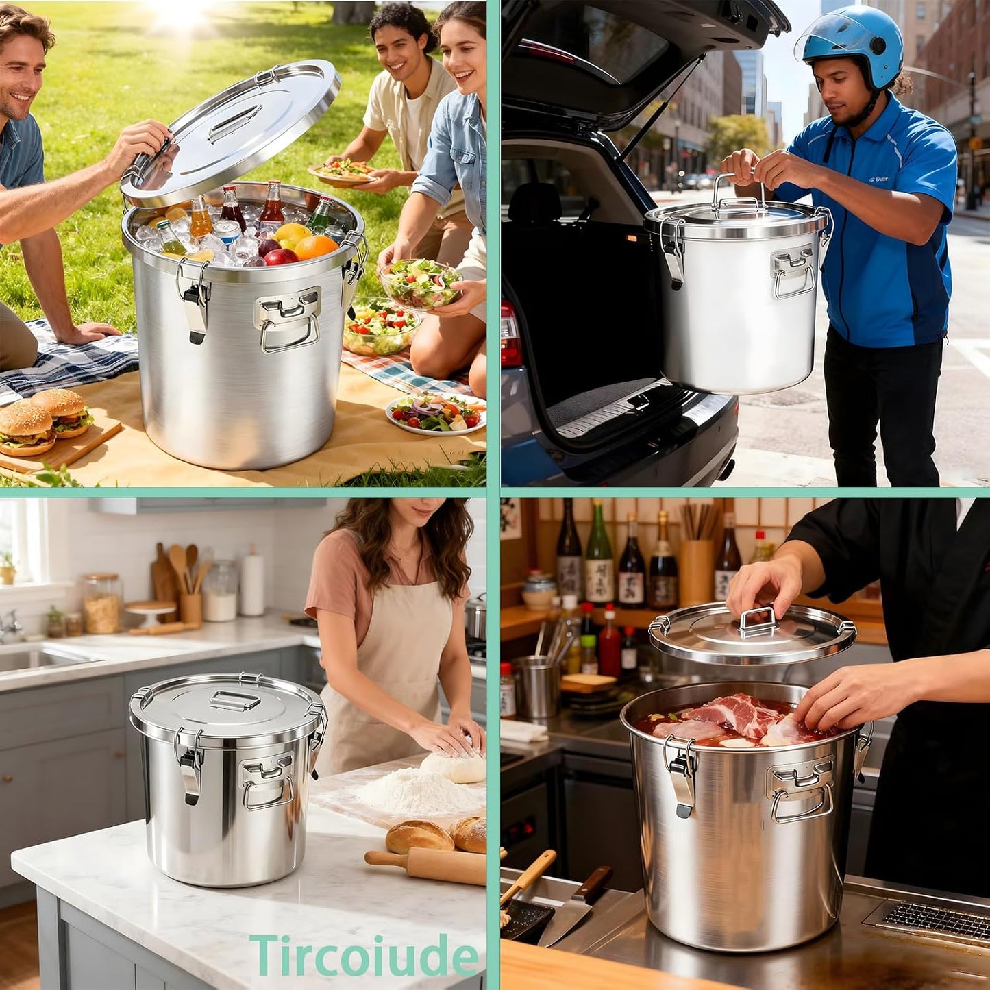 25lb Stainless Steel Containers with Lids, 12L/3.1gal 304 Stainless Steel Storage Containers, Metal Bird Seed Storage Container for Rice Flour Sugar Grain Coffee Bean Kitchen Jar
