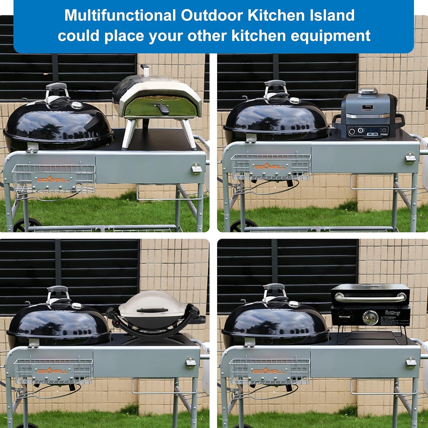 Grill Table for Weber 22" &18" Original Kettle, for Weber Grill Table, Stand Cart for JumboJoe Master-Touch Charcoal Outdoor Prep Performer Charcoal Accessories for Outside