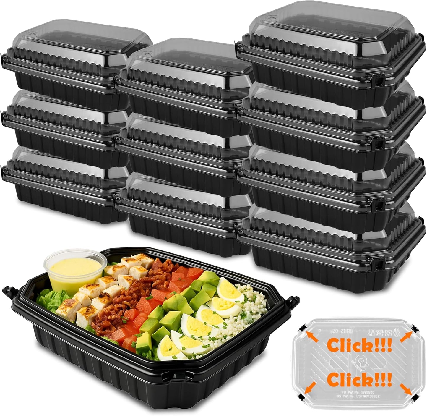 Ultra-Cold Freezer Containers, Frozen Meal Prep Storage with Lids | (-30°C/-22°F), Microwave & Freezer-Safe, Perfect for Frozen Meat, Seafood and Hot Meals, 10" x 8.2" x 3.7", 10 Packs