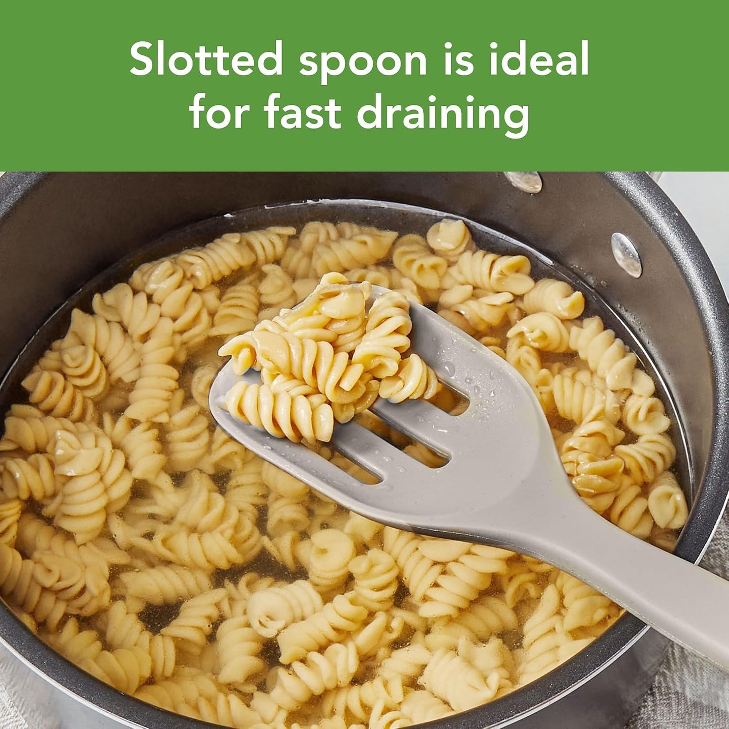 Tovolo Elements Silicone Spoon Set of 2 Mixing and Slotted Spoon Bundle for Non Stick Cooking Mixing Serving, Dishwasher Safe Heat Resistant Slotted Spoon and Mixing Serving Spoon, Oatmeal