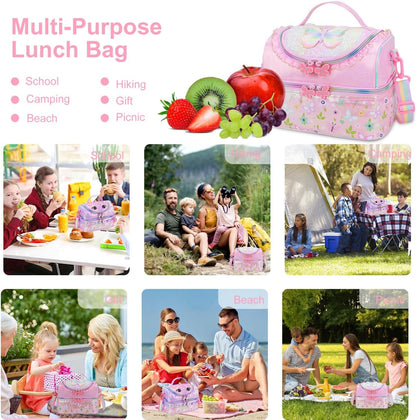 RHCPFOVR Kids Lunch Bag - Double - Decker Cooler Insulated Lunch Box for Boys Girls,Washable Lunch Bag with Strap and Reusable Toddler Lunchbox for School and Daycare