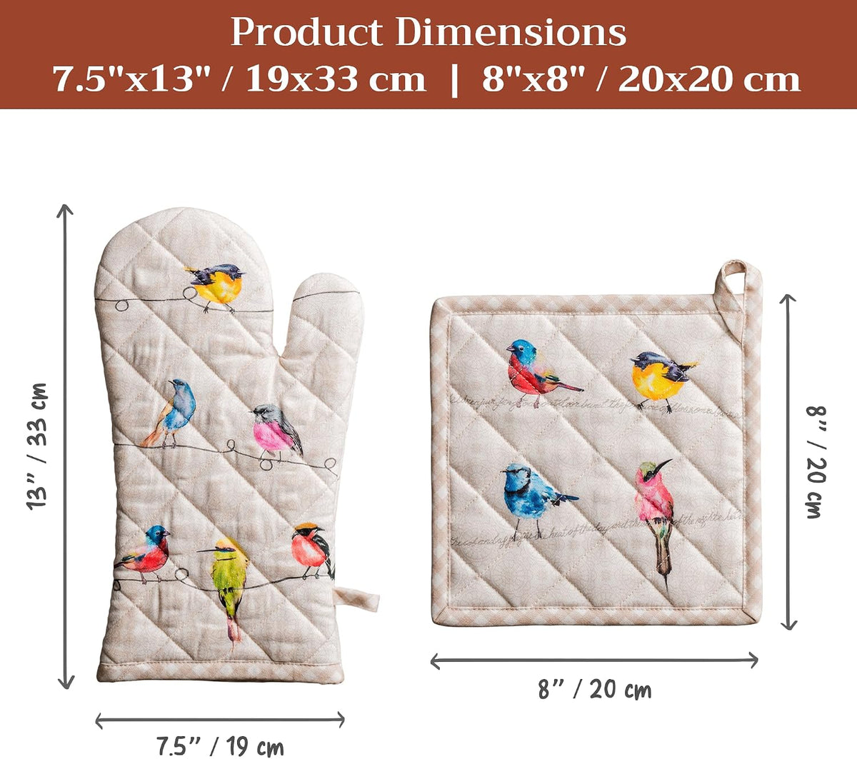 Maison d' Hermine Pot Holders 100% Cotton Potholders (8" x 8") - Colors B