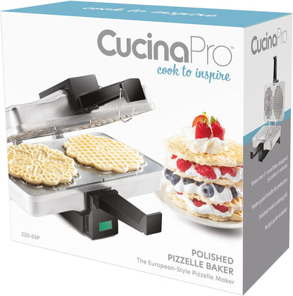 CucinaPro Pizzelle Maker, Non-Stick Electric Baker, Make Two 5-Inch Cookies