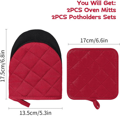 Goldmeet Mini Oven Mitts 2-Pack, 7"x5.5", 500°F Silicone Grip, Gray