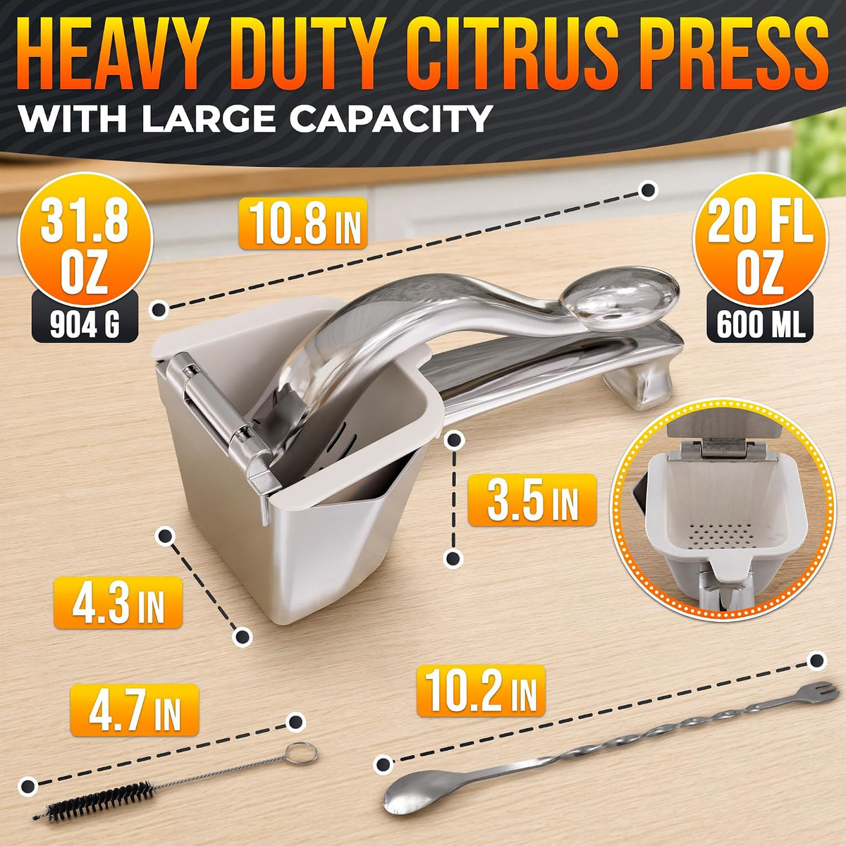 NADOBA Lemon Squeezer and Lime Squeezer, Max Extraction Citrus Hand Juicer