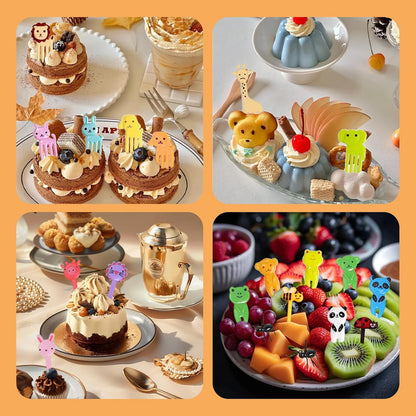 146 Pcs Animal Food Picks Bento Deco Set for Lunch Box Decoration Mini Cute Fruit Toothpicks Lunch Accessories Reusable Lunchbox Picks