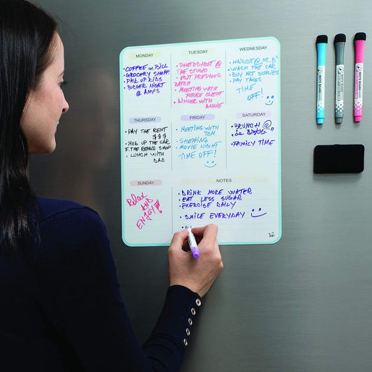 17x12 inch Dry Erase Whiteboard - Magnetic Fridge Calendar - White Board Calendar for Refrigerator