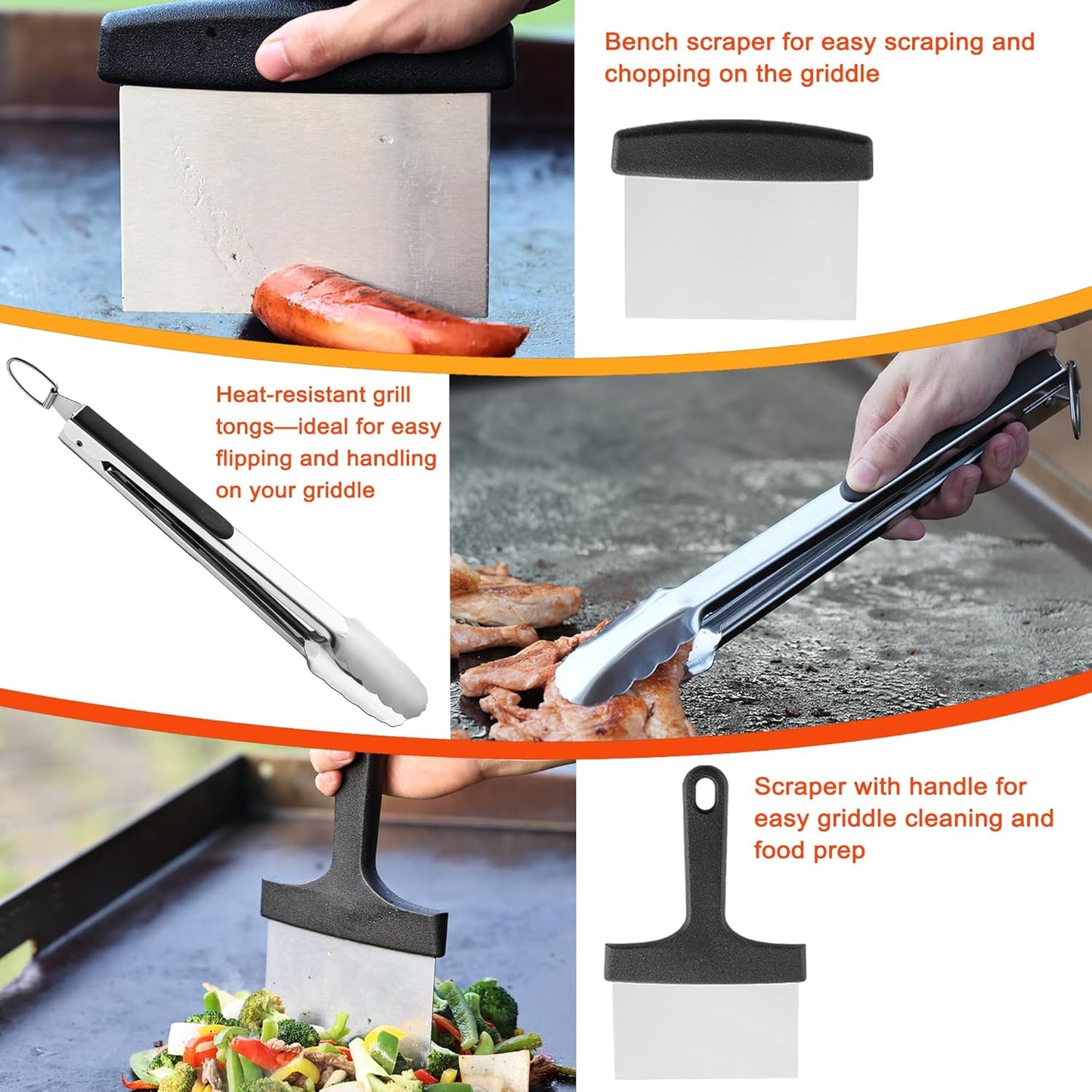 DY DECENT FAMILY 40PCS Griddle Accessories Kit, Flat Top Grill Accessories Set for Outdoor Barbecue. Griddle Accessories Set with Basting Cover, Spatula, Scraper, Burger Press, Tongs, Cleaning Kit