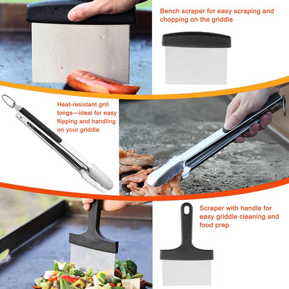 DY DECENT FAMILY 40PCS Griddle Accessories Kit, Flat Top Grill Accessories Set for Outdoor Barbecue. Griddle Accessories Set with Basting Cover, Spatula, Scraper, Burger Press, Tongs, Cleaning Kit