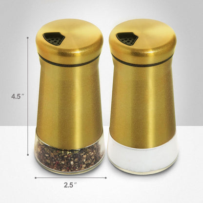 Stainless Steel Salt and Pepper Shakers,Salt Shaker Clear Bottom Jar Bottle Container with Stainless Steel Top,with Adjustable Pouring Hole for Kitchen, Cooking Table, Camp