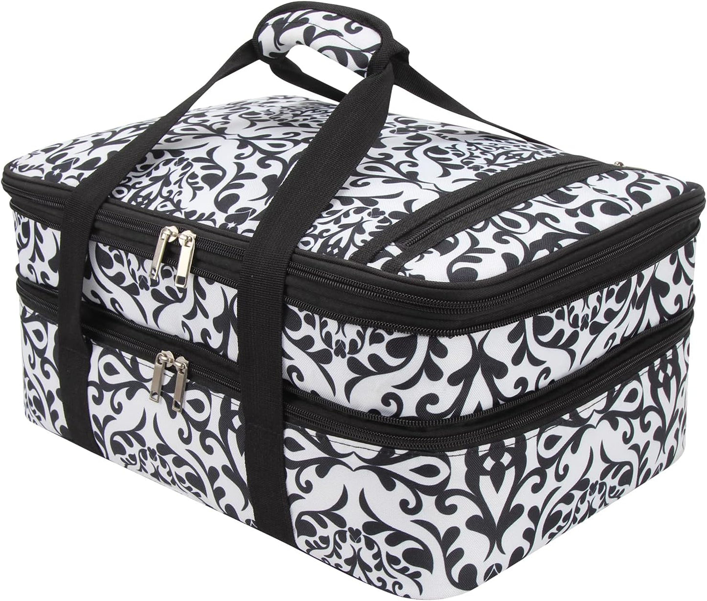 Lestyn Insulated Casserole Carrier Bag - Portable Reusable Food Transport Tote Bag Fits 9x13 Lasagna Baking Dish Pan to Keep Food Hot/Cold for Gathering/Potluck Parties/Cookout/Camping/Offices-Gray
