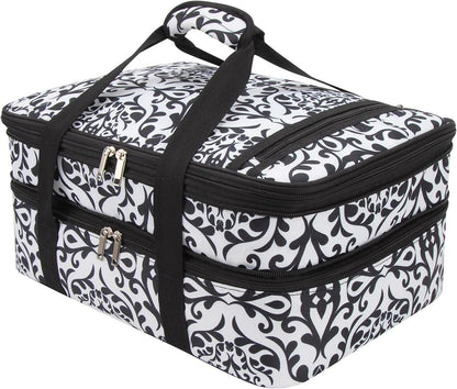 Lestyn Insulated Casserole Carrier Bag - Portable Reusable Food Transport Tote Bag Fits 9x13 Lasagna Baking Dish Pan to Keep Food Hot/Cold for Gathering/Potluck Parties/Cookout/Camping/Offices-Gray